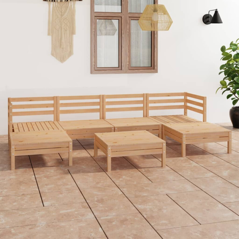 vidaXL 7-delige Loungeset massief grenenhout afbeelding 1