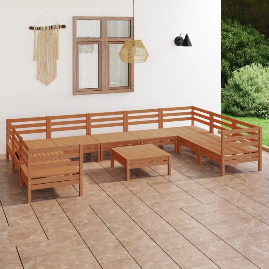 vidaXL 10-delige Loungeset massief grenenhout honingbruin vidaXL 10-delige Loungeset massief grenenhout honingbruin afbeelding 1