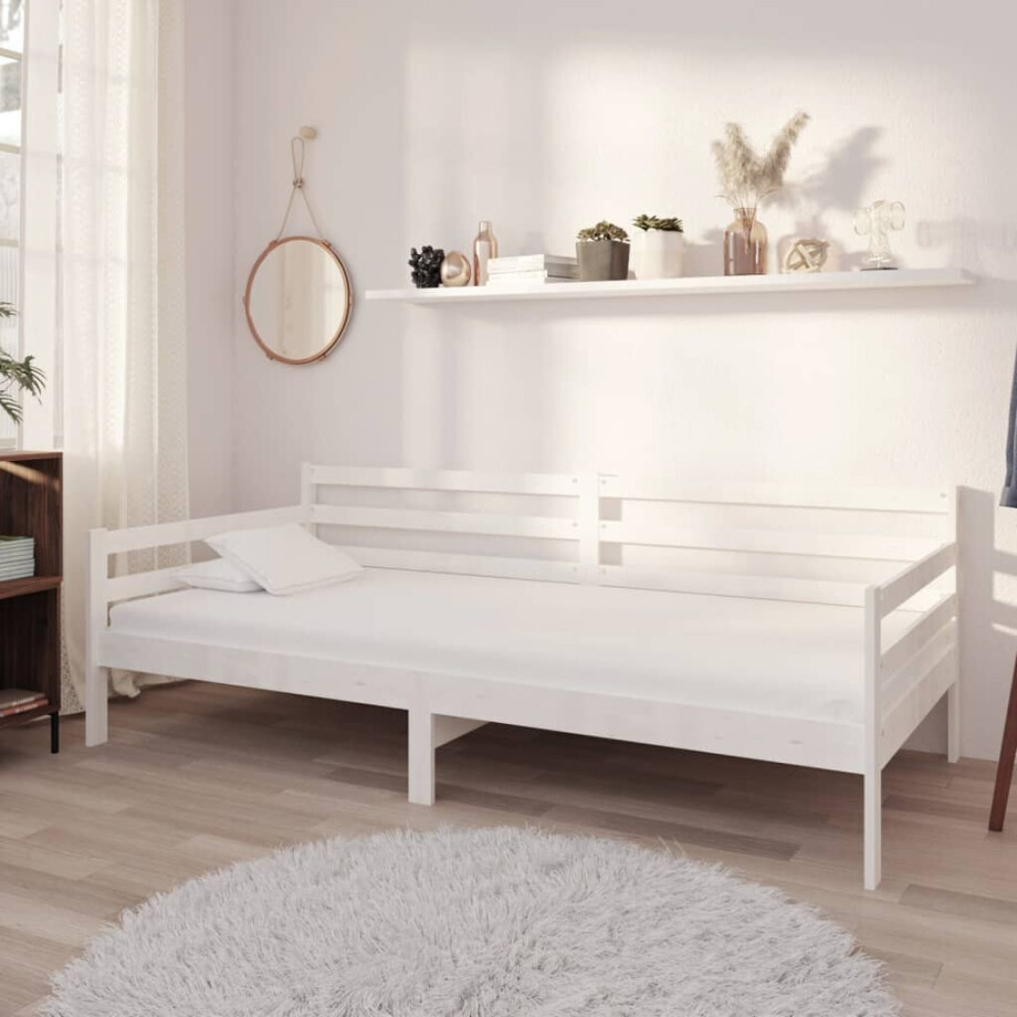 vidaXL Slaapbank met matras massief grenenhout wit 90x200 cm afbeelding 1