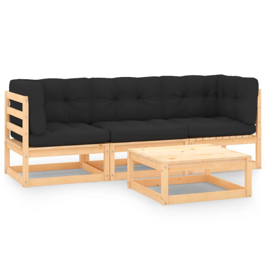 vidaXL 4-delige Loungeset massief grenenhout vidaXL 4-delige Loungeset massief grenenhout afbeelding 1