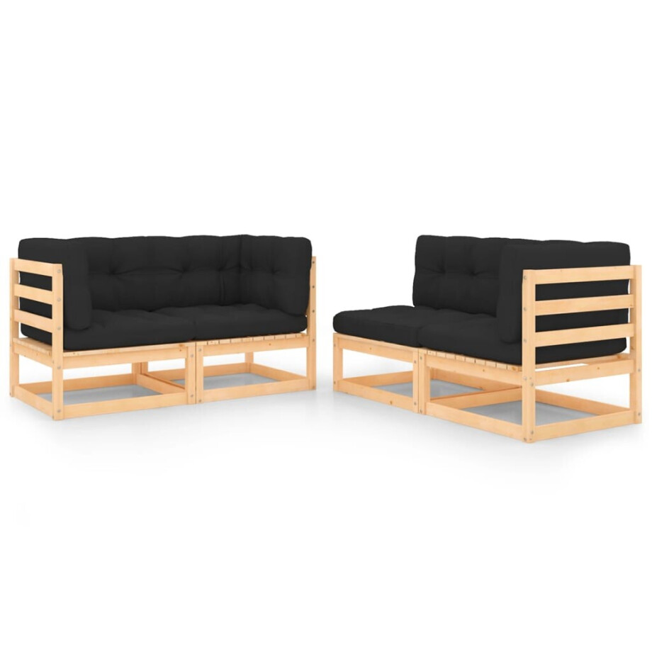 vidaXL 4-delige Loungeset massief grenenhout vidaXL 4-delige Loungeset massief grenenhout afbeelding 1