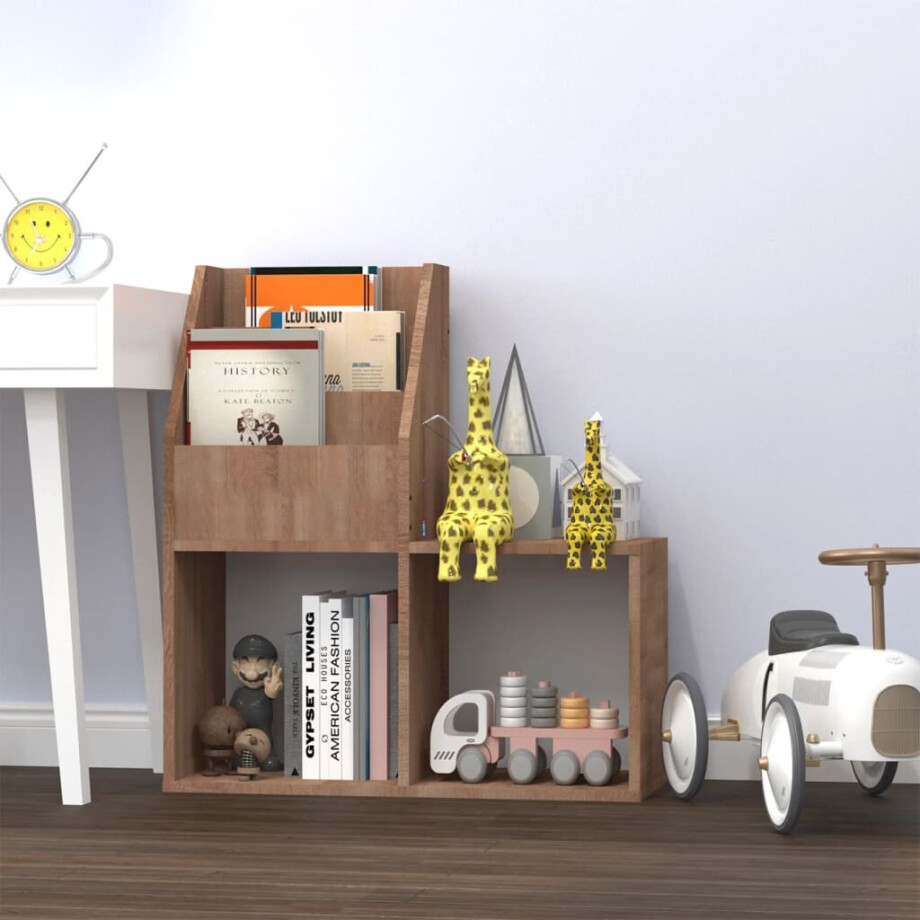 vidaXL Kindertijdschriftenrek 71x30x78,5 cm bewerkt hout sonoma eiken afbeelding 1