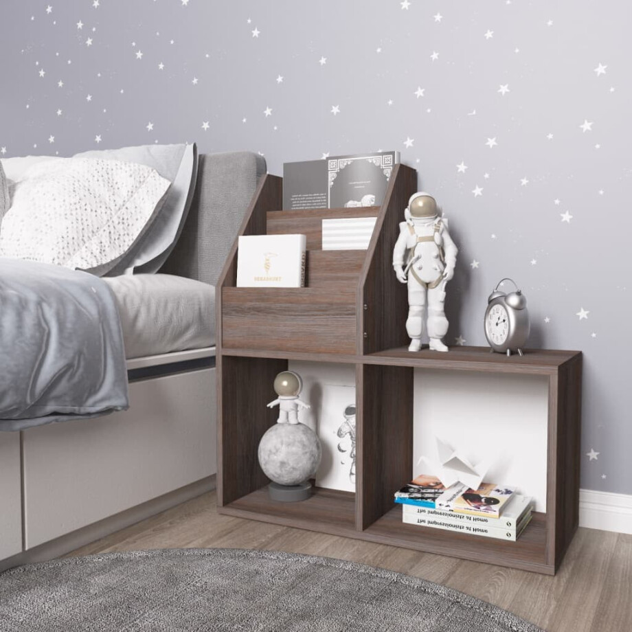 vidaXL Kindertijdschriftenrek 71x30x78,5 cm hout grijs en eikenkleur vidaXL Kindertijdschriftenrek 71x30x78,5 cm hout grijs en eikenkleur afbeelding 1