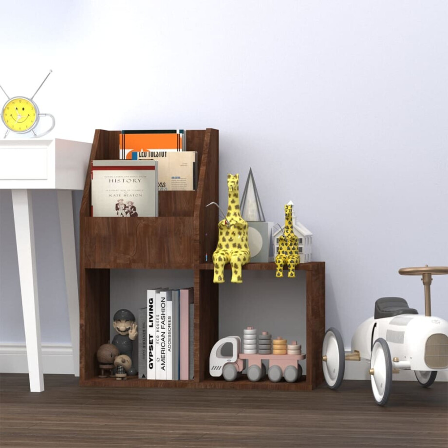vidaXL Kindertijdschriftenrek 71x30x78,5 cm bewerkt hout bruineiken vidaXL Kindertijdschriftenrek 71x30x78,5 cm bewerkt hout bruineiken afbeelding 1