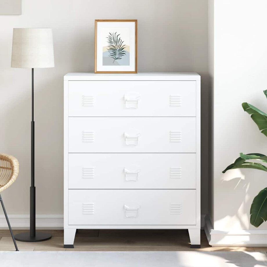 vidaXL Ladekast industrieel 78x40x93 cm metaal wit vidaXL Ladekast industrieel 78x40x93 cm metaal wit afbeelding 1