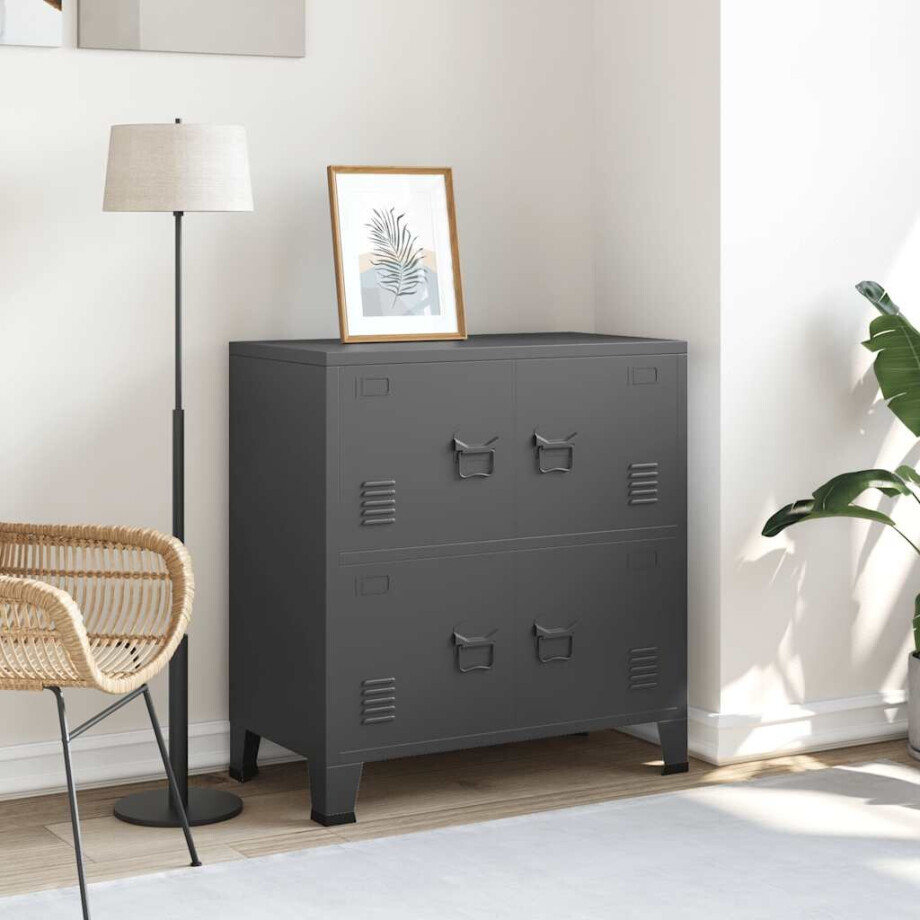 vidaXL Opbergkast industrieel 75x40x80 cm staal antracietkleurig vidaXL Opbergkast industrieel 75x40x80 cm staal antracietkleurig afbeelding 1