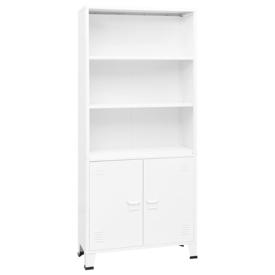 vidaXL Boekenkast industrieel 80x32x180 cm staal wit afbeelding 1