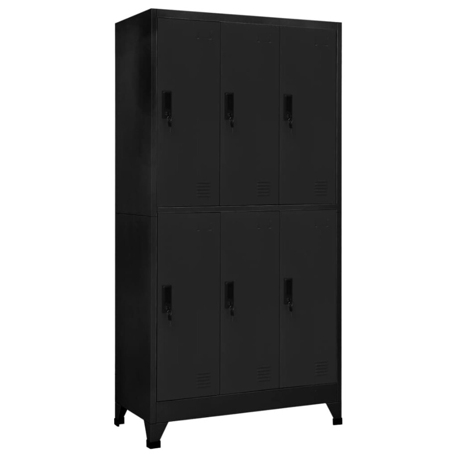 vidaXL Lockerkast 90x45x180 cm staal zwart vidaXL Lockerkast 90x45x180 cm staal zwart afbeelding 1