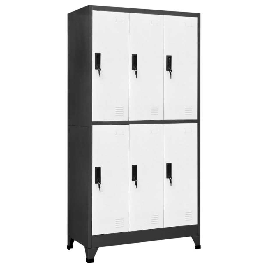 vidaXL Lockerkast 90x45x180 cm staal antracietkleurig en wit afbeelding 1