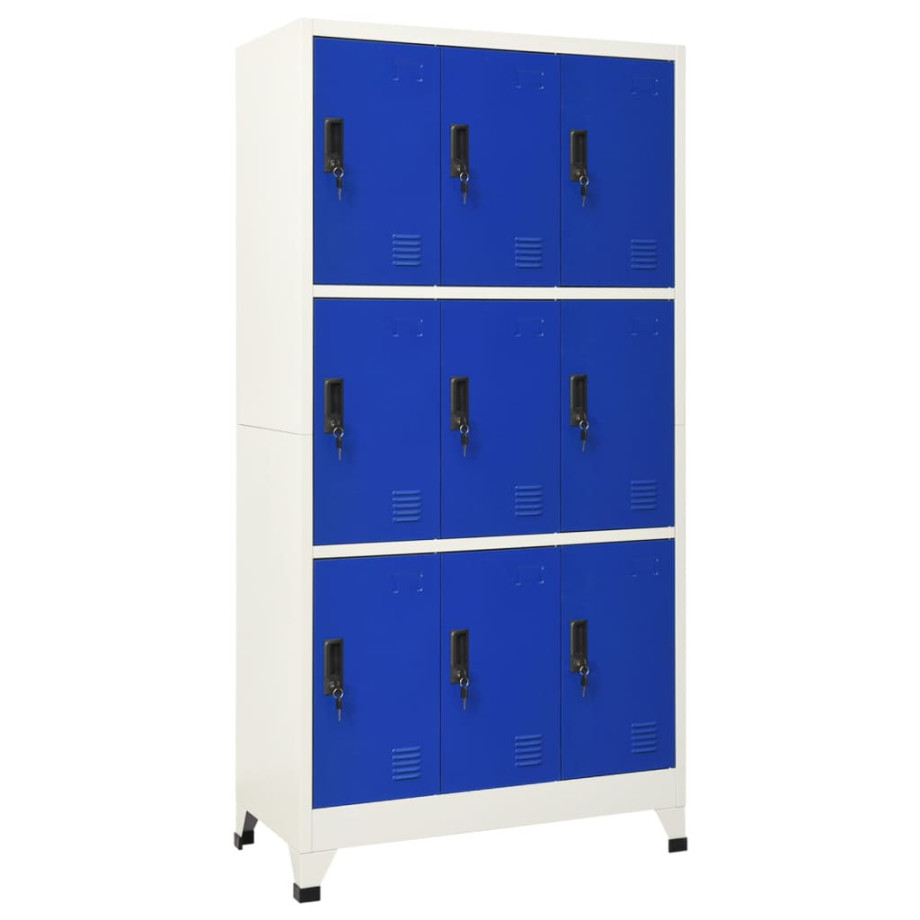 vidaXL Lockerkast 90x45x180 cm staal grijs en blauw afbeelding 1