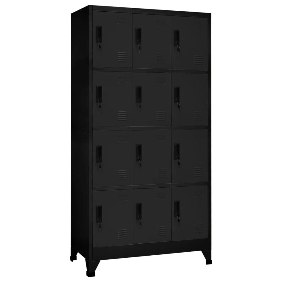 vidaXL Lockerkast 90x45x180 cm staal zwart vidaXL Lockerkast 90x45x180 cm staal zwart afbeelding 1
