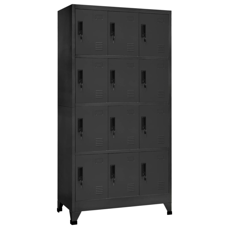 vidaXL Lockerkast 90x45x180 cm staal antracietkleurig afbeelding 1