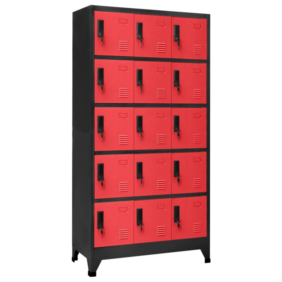 vidaXL Lockerkast 90x40x180 cm staal antracietkleurig en rood afbeelding 1