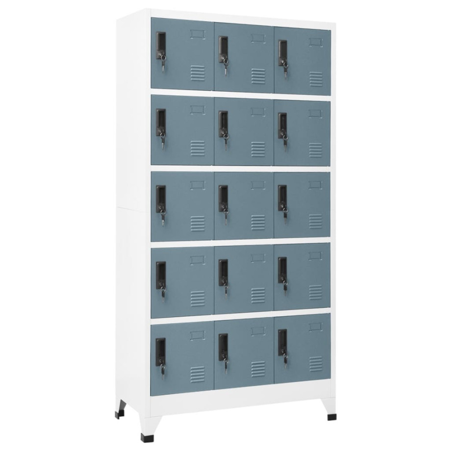 vidaXL Lockerkast 90x40x180 cm staal lichtgrijs en donkergrijs afbeelding 1