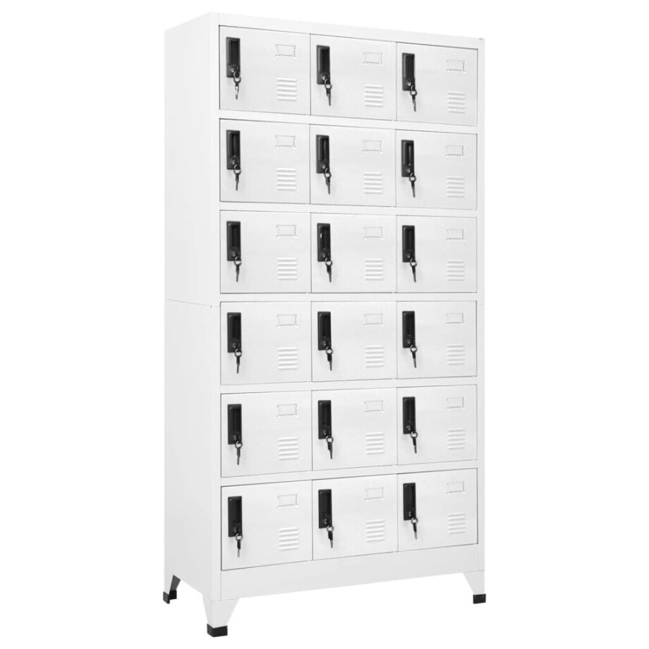 vidaXL Lockerkast 90x40x180 cm staal wit vidaXL Lockerkast 90x40x180 cm staal wit afbeelding 1