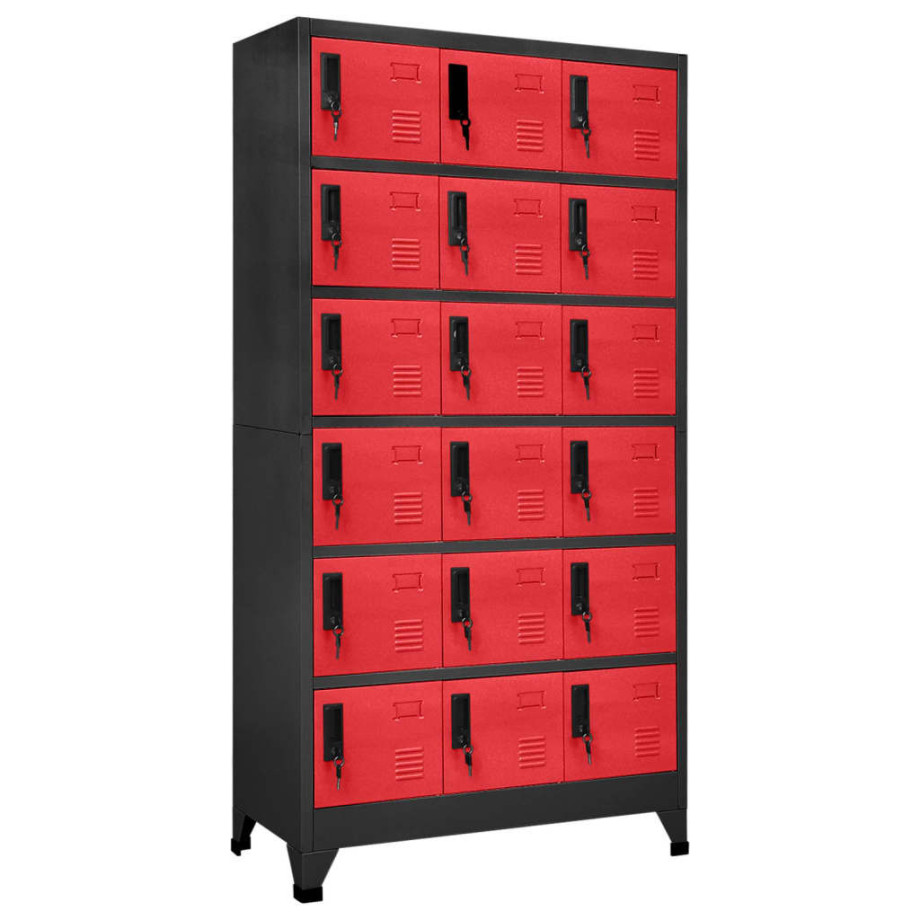 vidaXL Lockerkast 90x40x180 cm staal antracietkleurig en rood afbeelding 1