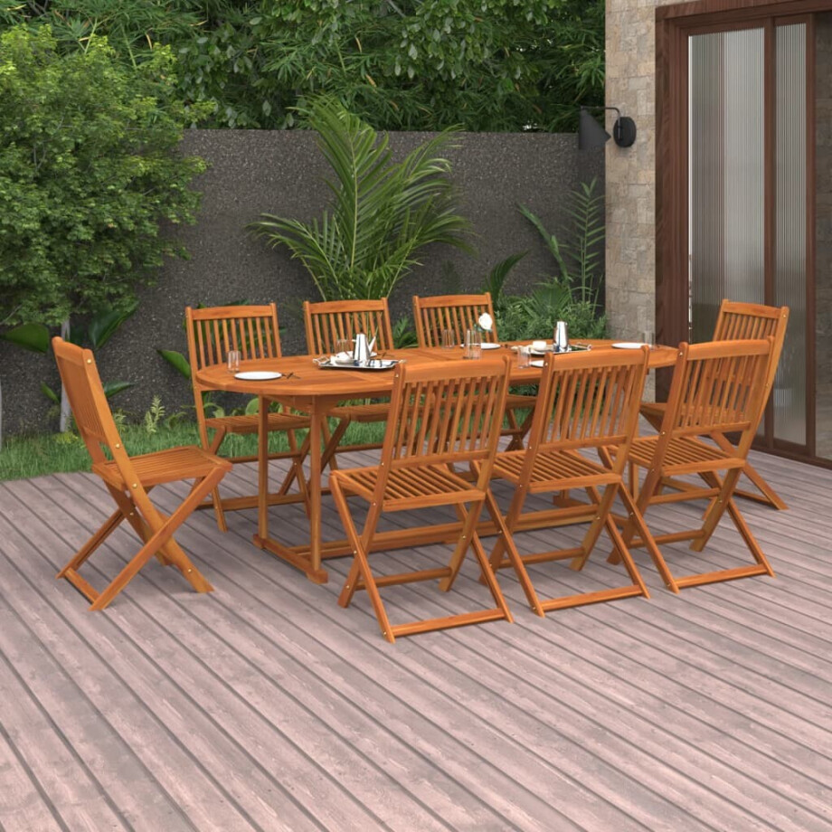 vidaXL 9-delige Tuinset 220x90x75 cm massief acaciahout afbeelding 1