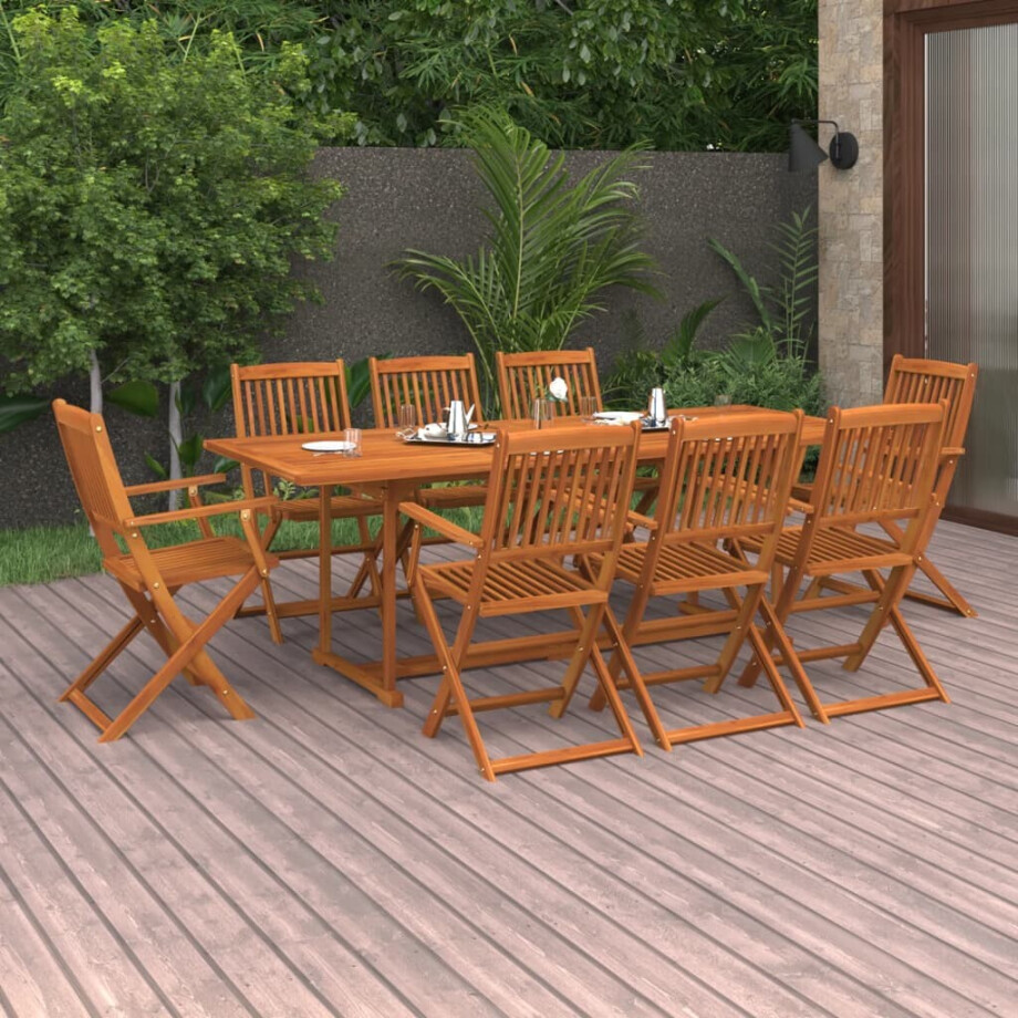 vidaXL 9-delige Tuinset 220x90x75 cm massief acaciahout afbeelding 1