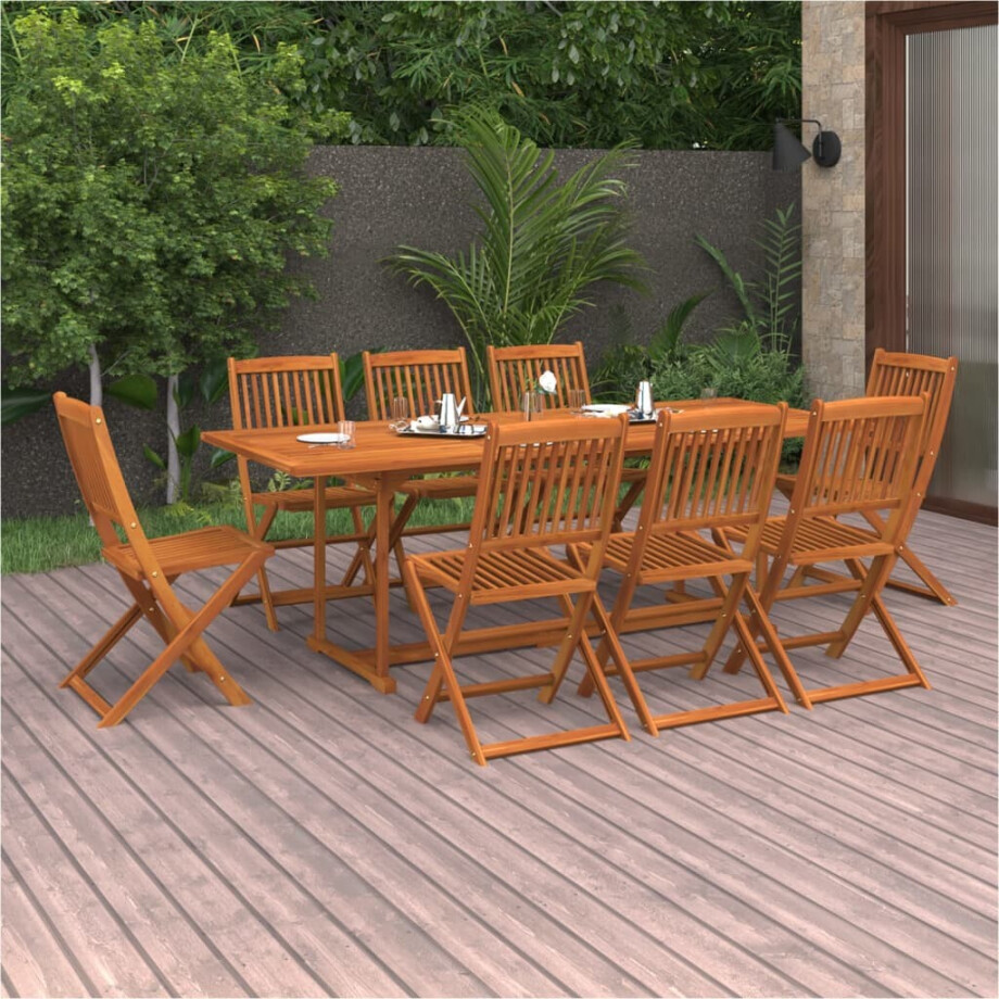 vidaXL 9-delige Tuinset 220x90x75 cm massief acaciahout afbeelding 1