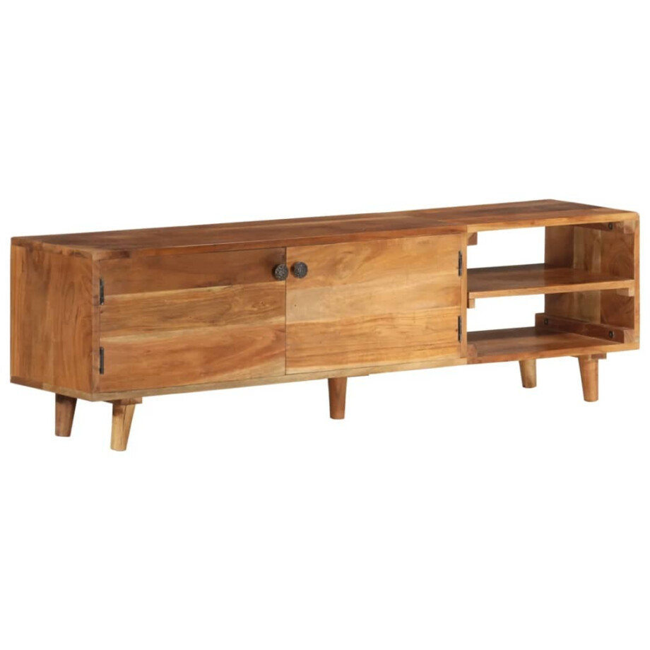 vidaXL Tv-meubel 140x30x40 cm massief acaciahout met hongingafwerking afbeelding 1
