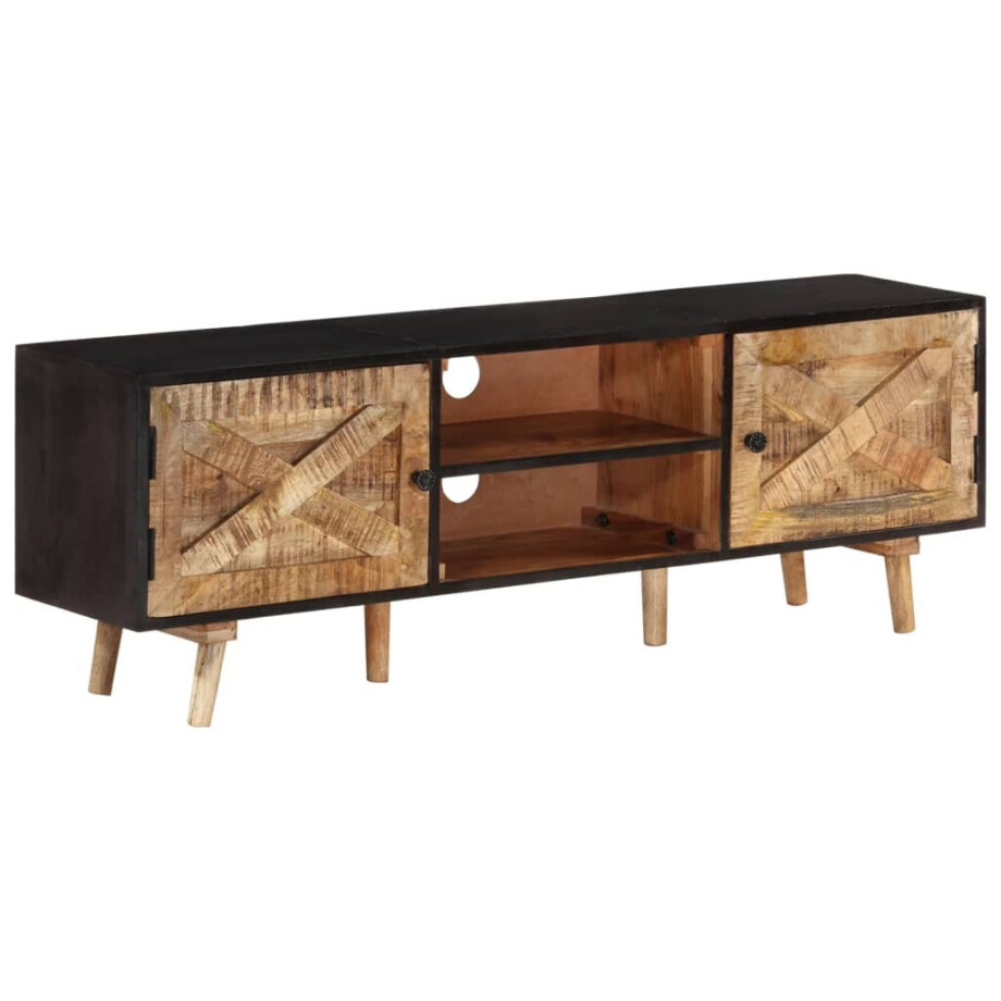 vidaXL Tv-meubel 140x30x46 cm ruw mangohout en massief acaciahout afbeelding 1