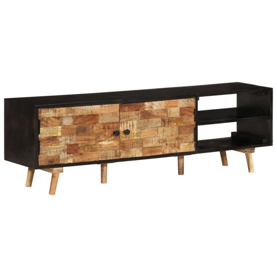 vidaXL Tv-meubel 140x30x45 cm ruw mangohout en massief acaciahout afbeelding 1
