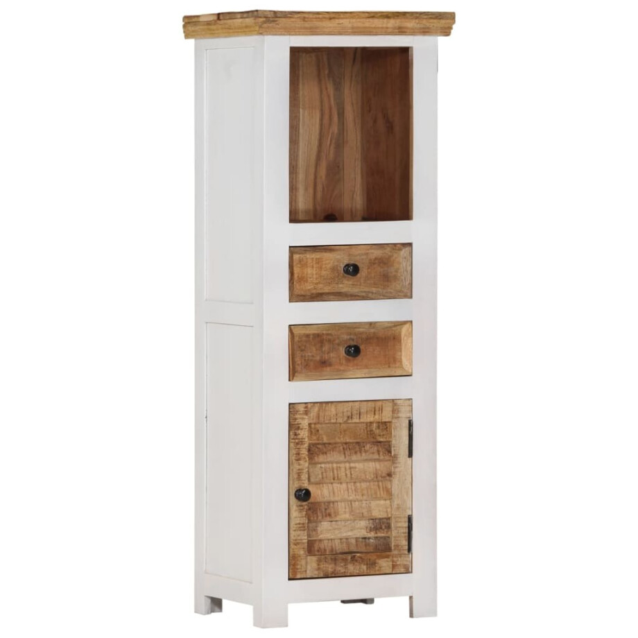 vidaXL Hoge kast 40x30x110 cm massief mango- en acaciahout bruin wit afbeelding 1