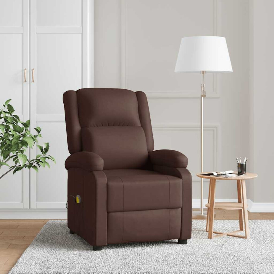 vidaXL Massagestoel kunstleer bruin afbeelding 1