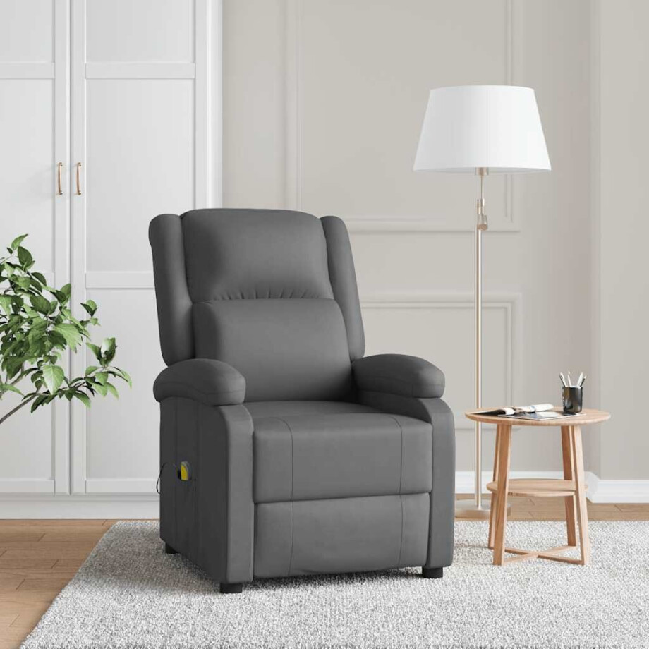 vidaXL Massagestoel kunstleer grijs vidaXL Massagestoel kunstleer grijs afbeelding 1
