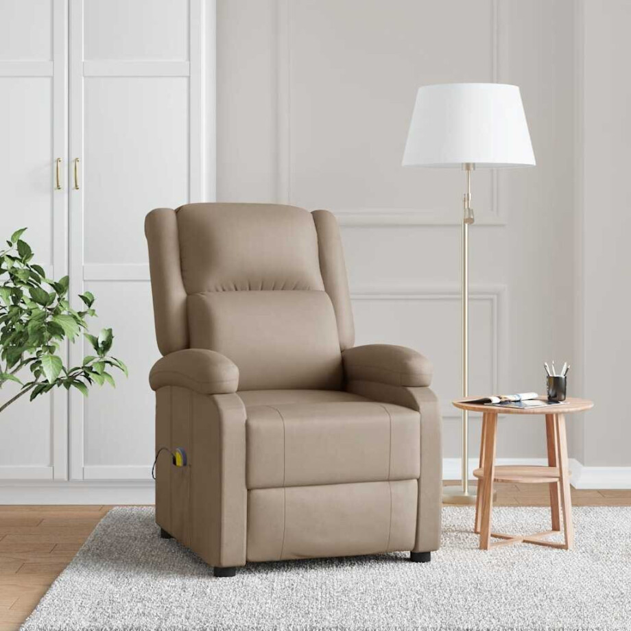 vidaXL Massagestoel kunstleer cappuccinokleurig vidaXL Massagestoel kunstleer cappuccinokleurig afbeelding 1