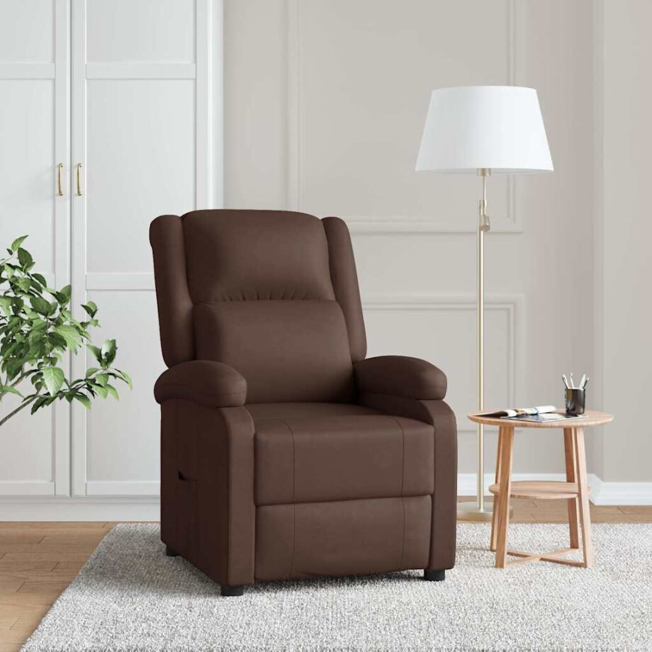 vidaXL Fauteuil verstelbaar kunstleer bruin afbeelding 1