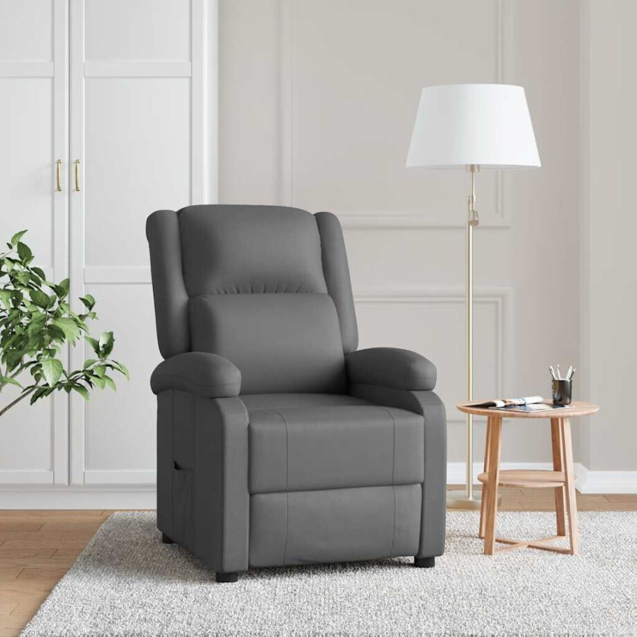 vidaXL Fauteuil verstelbaar kunstleer grijs afbeelding 1