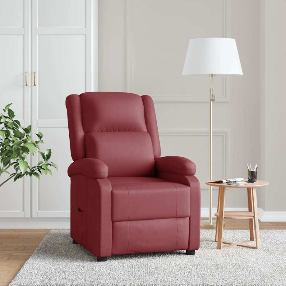 vidaXL Fauteuil verstelbaar kunstleer wijnrood afbeelding 1