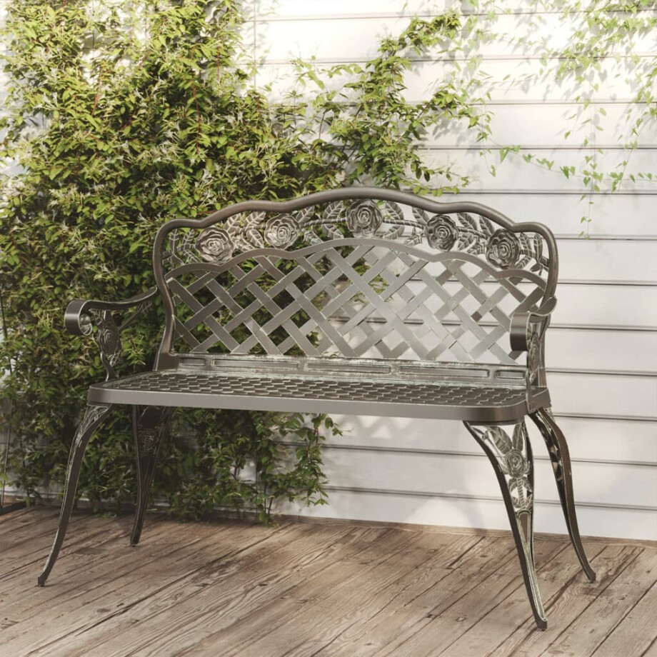 vidaXL Tuinbank 108 cm gietaluminium groen afbeelding 1
