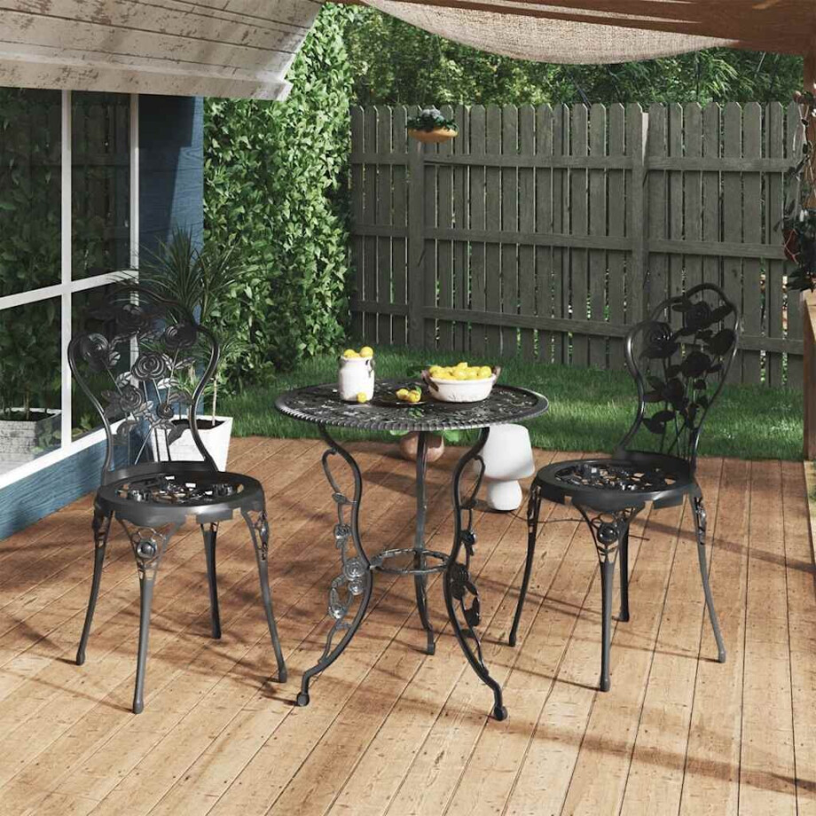 vidaXL Bistrostoelen 2 st gietaluminium zwart afbeelding 1