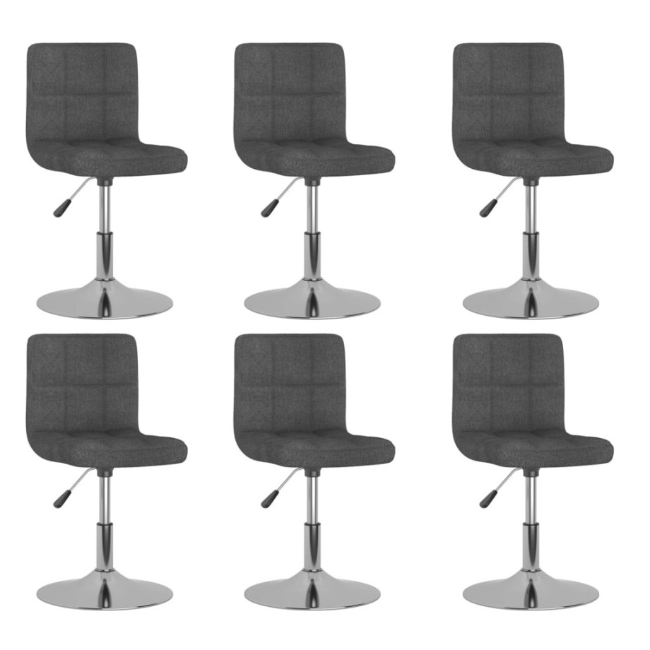vidaXL Eetkamerstoelen 6 st draaibaar stof donkergrijs afbeelding 1