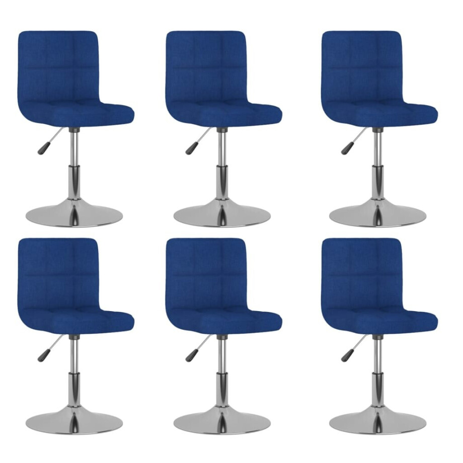 vidaXL Eetkamerstoelen draaibaar 6 st stof blauw afbeelding 1