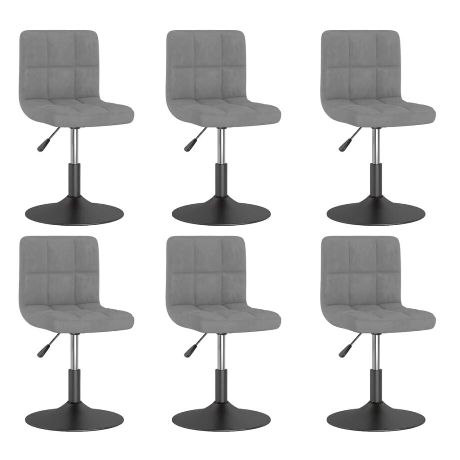 vidaXL Eetkamerstoelen draaibaar 6 st fluweel lichtgrijs vidaXL Eetkamerstoelen draaibaar 6 st fluweel lichtgrijs afbeelding 1