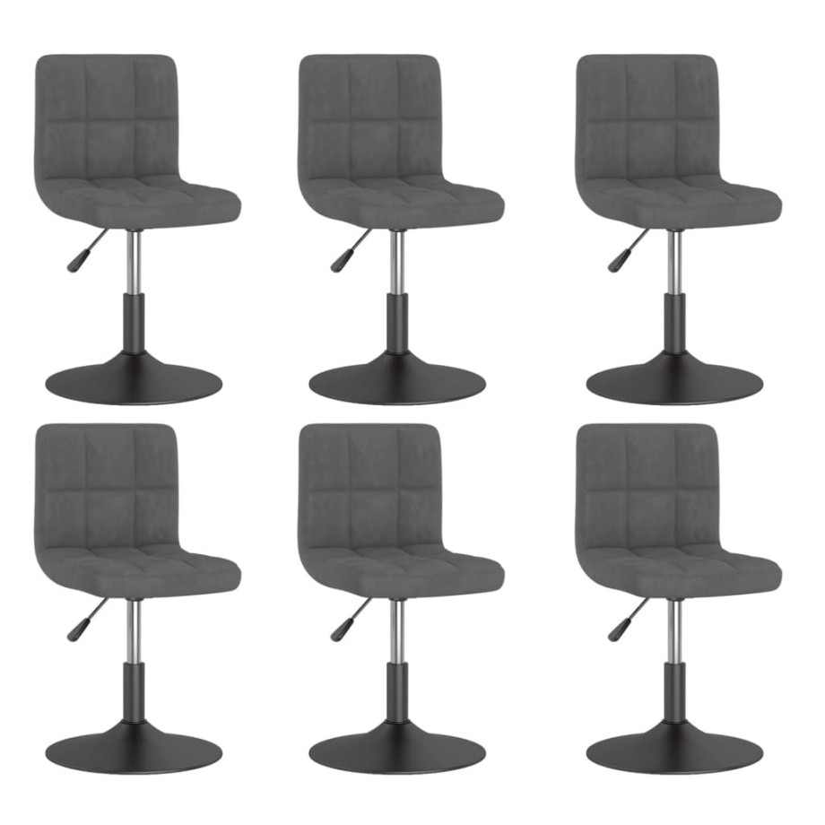vidaXL Eetkamerstoelen draaibaar 6 st fluweel donkergrijs afbeelding 1