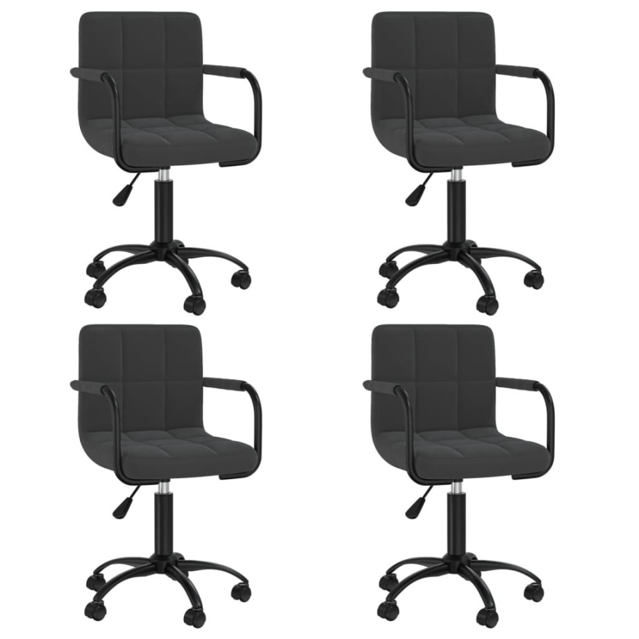 vidaXL Eetkamerstoelen draaibaar 4 st fluweel zwart afbeelding 1