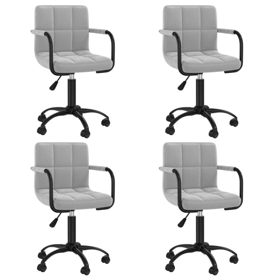 vidaXL Eetkamerstoelen draaibaar 4 st fluweel lichtgrijs afbeelding 1