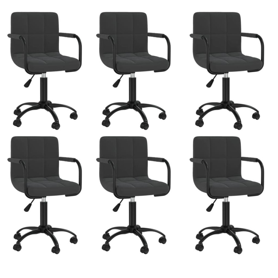vidaXL Eetkamerstoelen 6 st draaibaar fluweel zwart afbeelding 1