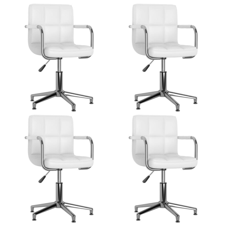 vidaXL Eetkamerstoelen draaibaar 4 st kunstleer wit vidaXL Eetkamerstoelen draaibaar 4 st kunstleer wit afbeelding 1