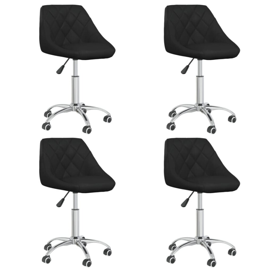 vidaXL Eetkamerstoelen draaibaar 4 st kunstleer zwart afbeelding 1