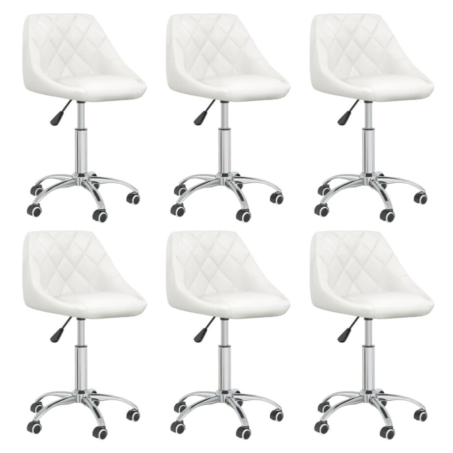 vidaXL Eetkamerstoelen draaibaar 6 st kunstleer wit afbeelding 1