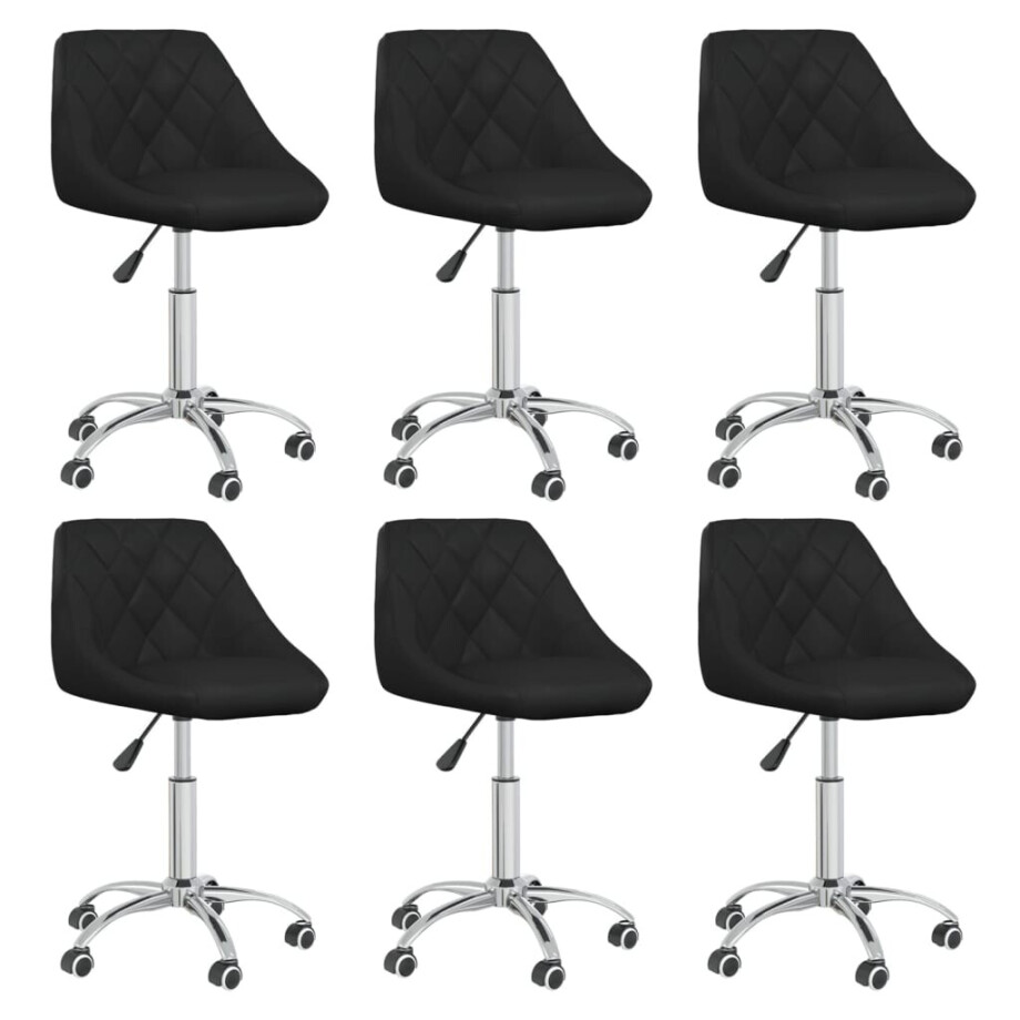 vidaXL Eetkamerstoelen draaibaar 6 st kunstleer zwart afbeelding 1