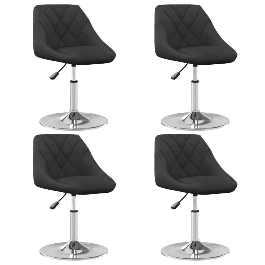 vidaXL Eetkamerstoelen draaibaar 4 st fluweel zwart afbeelding 1