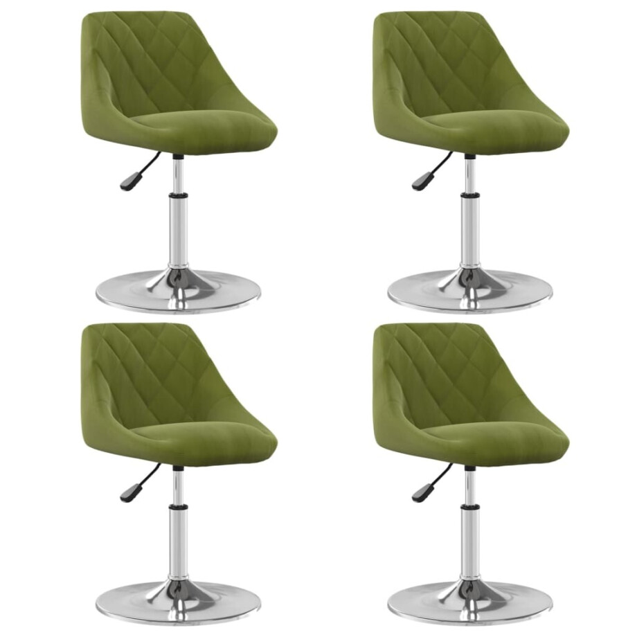 vidaXL Eetkamerstoelen draaibaar 4 st fluweel lichtgroen afbeelding 1