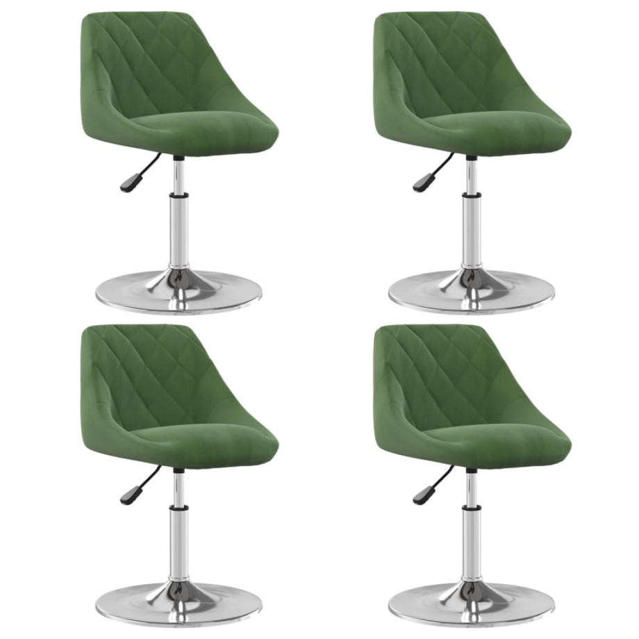 vidaXL Eetkamerstoelen draaibaar 4 st fluweel donkergroen afbeelding 1