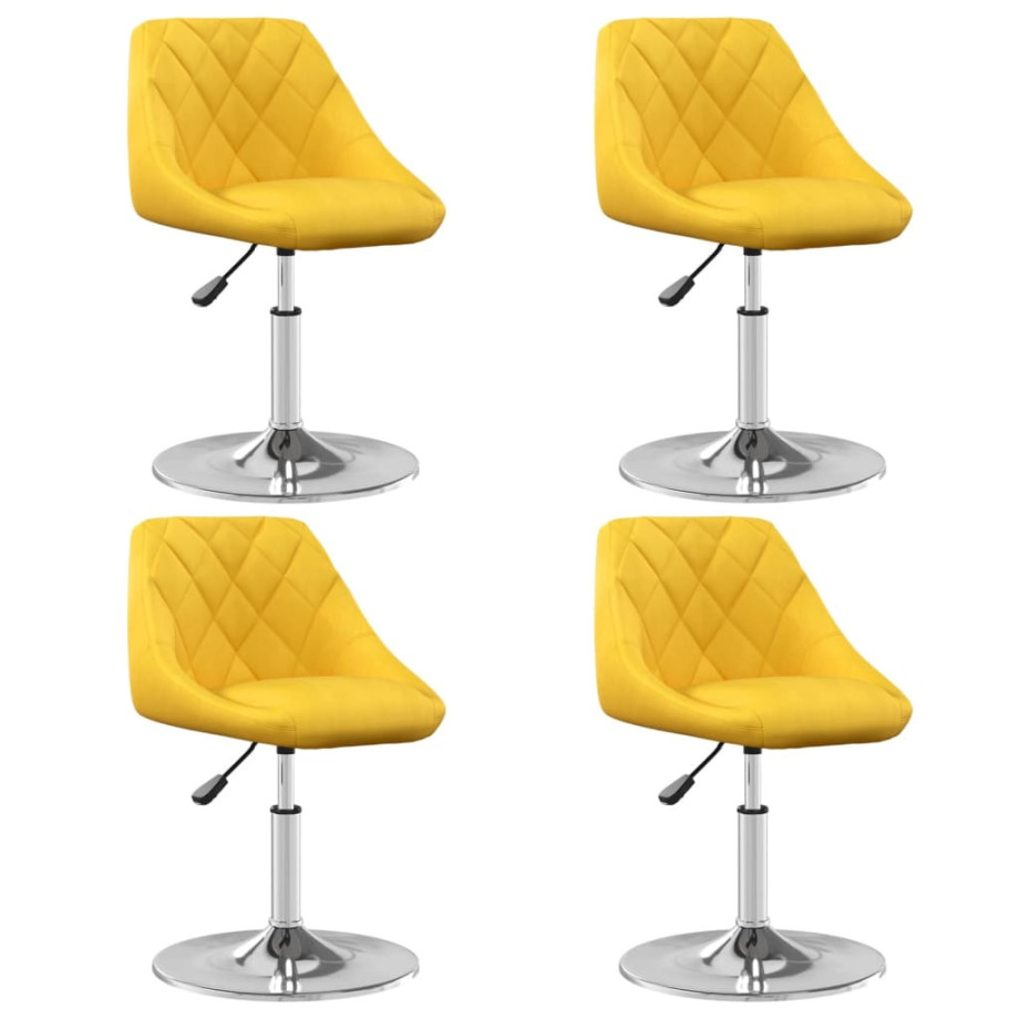 vidaXL Eetkamerstoelen draaibaar 4 st fluweel mosterdgeel afbeelding 1